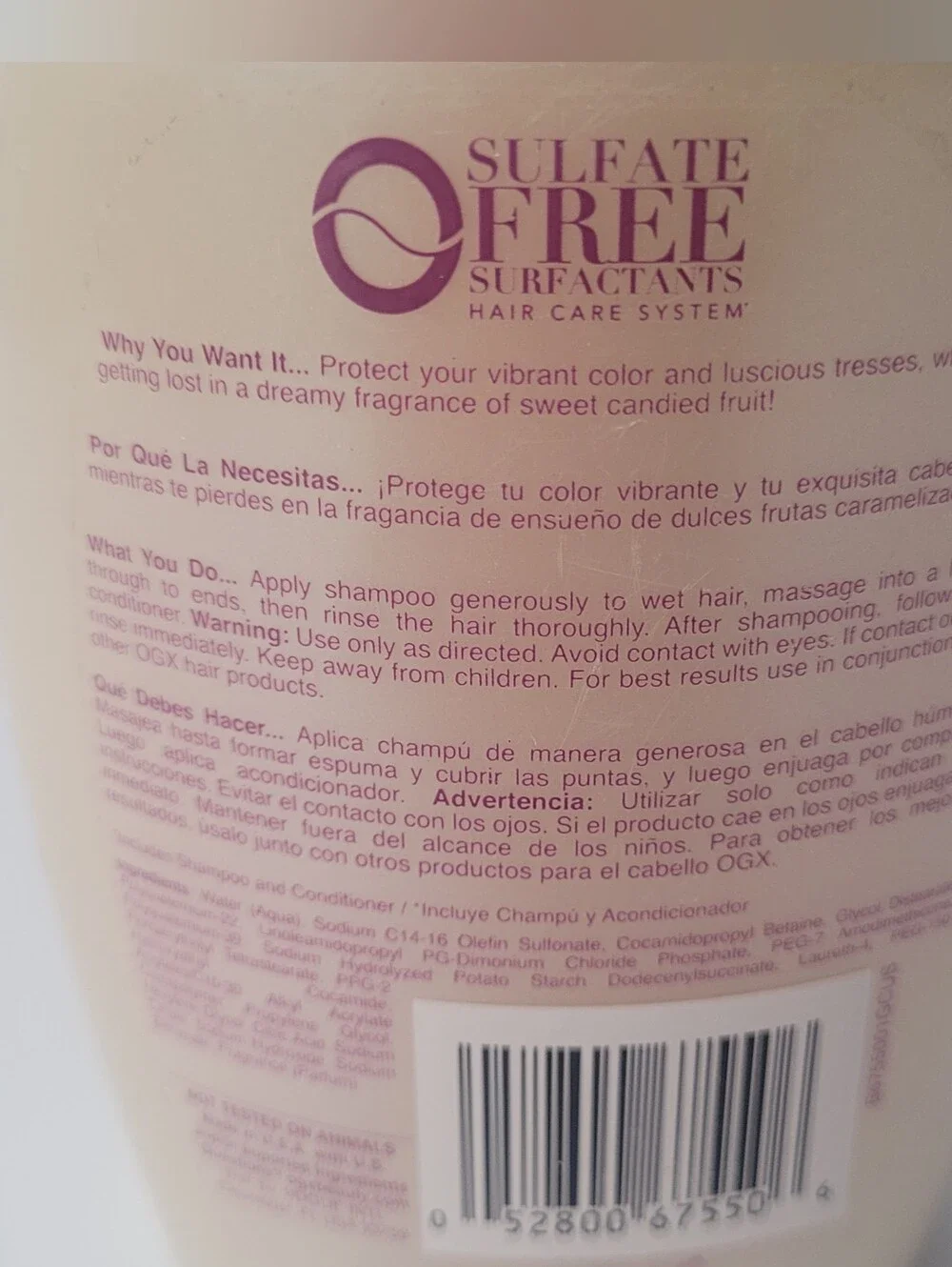 OGX Kandee Pop Glam Hugs XO Ultra Hydrating Shampoo Color Protection 13 fl oz